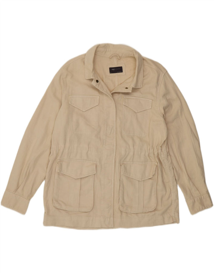 Marks & Spencer Kvinder Utility Jacket UK 14 Stor Beige Bomuld