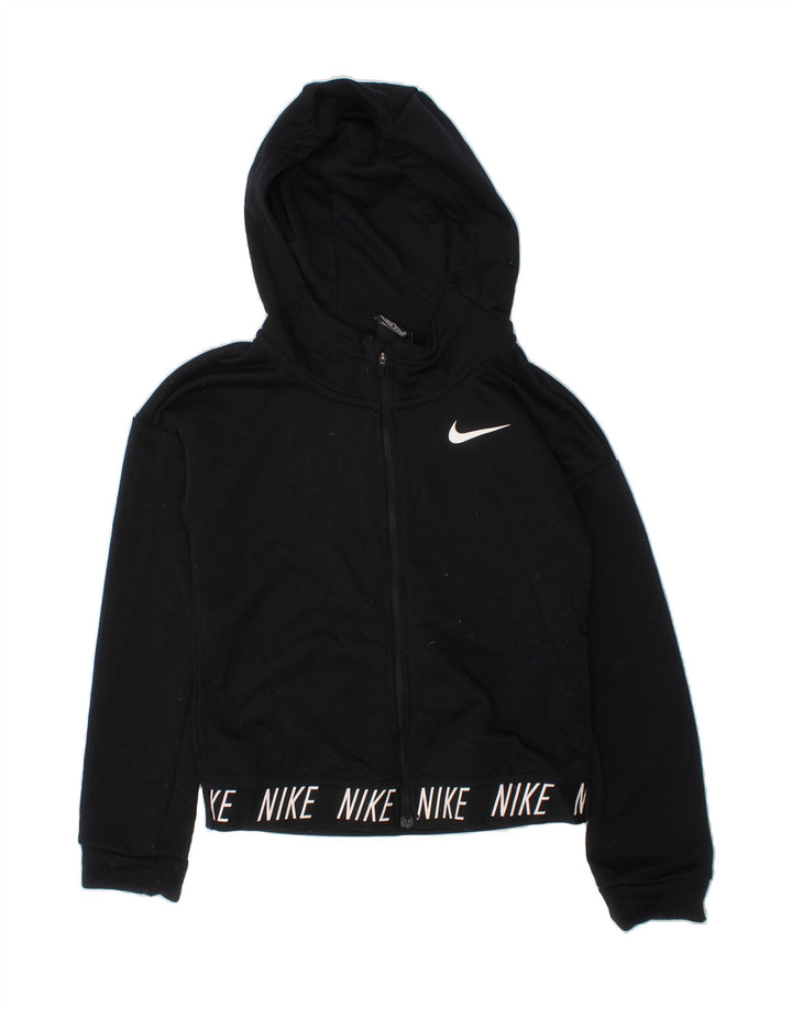NIKE Boys Dri Fit Graphic Zip Hoodie Sweater 10-11 Years Medium Black Vintage Nike and Second-Hand Nike from Messina Hembry 