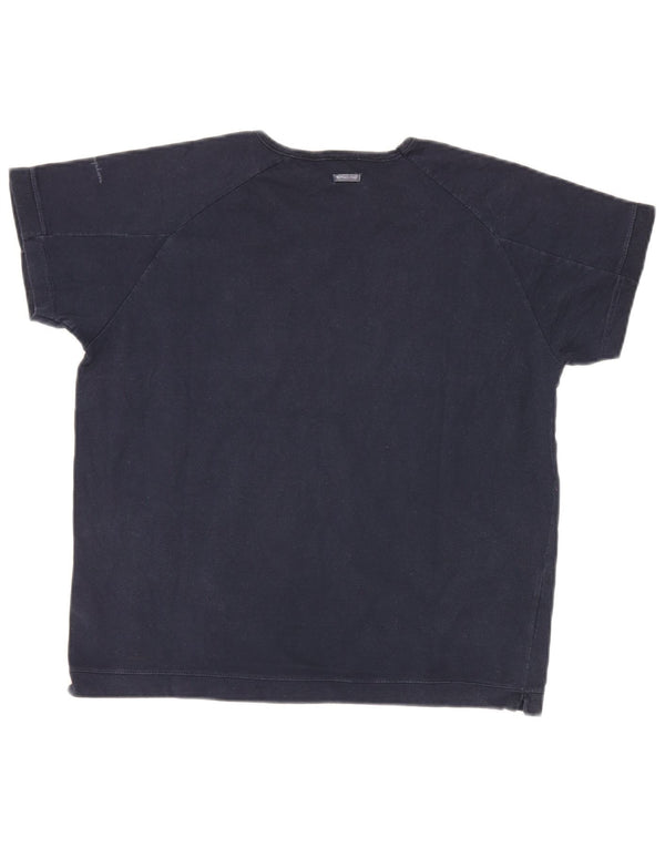 Champion Dame T-Shirt Top UK 16 Stor Marineblå Bomuld