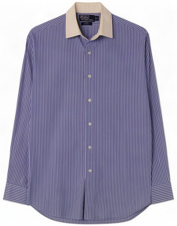 Polo Ralph Lauren Herre Regent-skjorte Størrelse 16 Large Blue Pinstripe