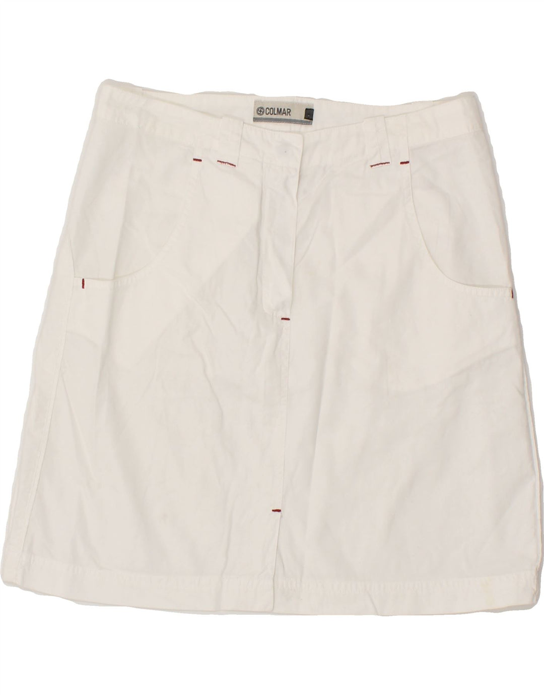 COLMAR Womens Straight Skirt EU 40 Medium W28 White Cotton Vintage Colmar and Second-Hand Colmar from Messina Hembry 