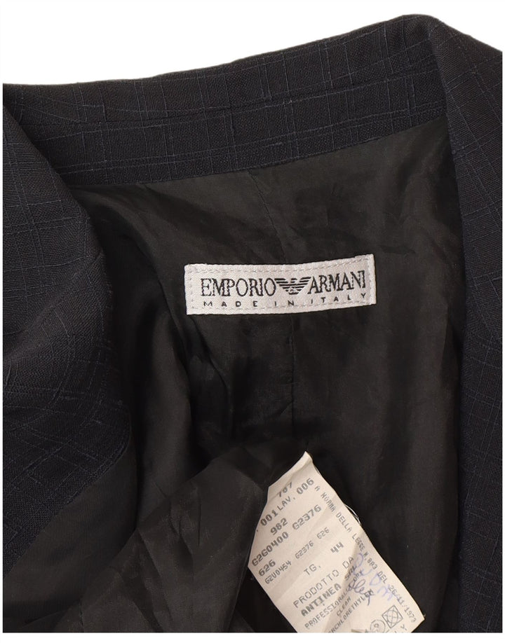 Emporio Armani Dame 1 Knap Blazer Jakke IT 44 Medium Navy Blue Check