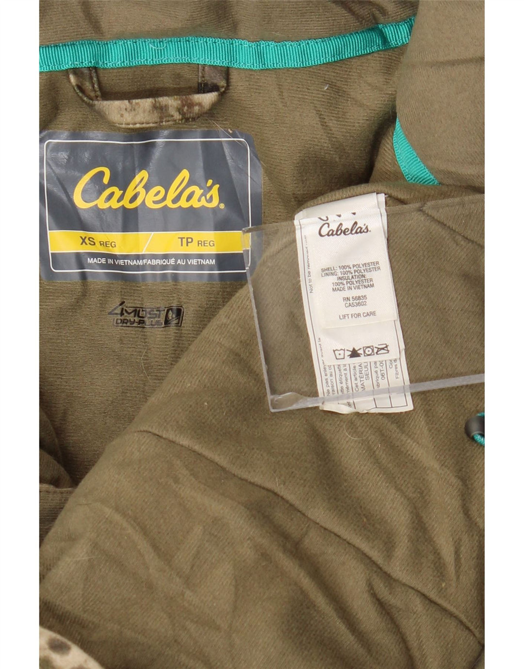 CABELA'S Dame Oversized Windbreaker Jacket UK 6 XS Khaki Camouflage