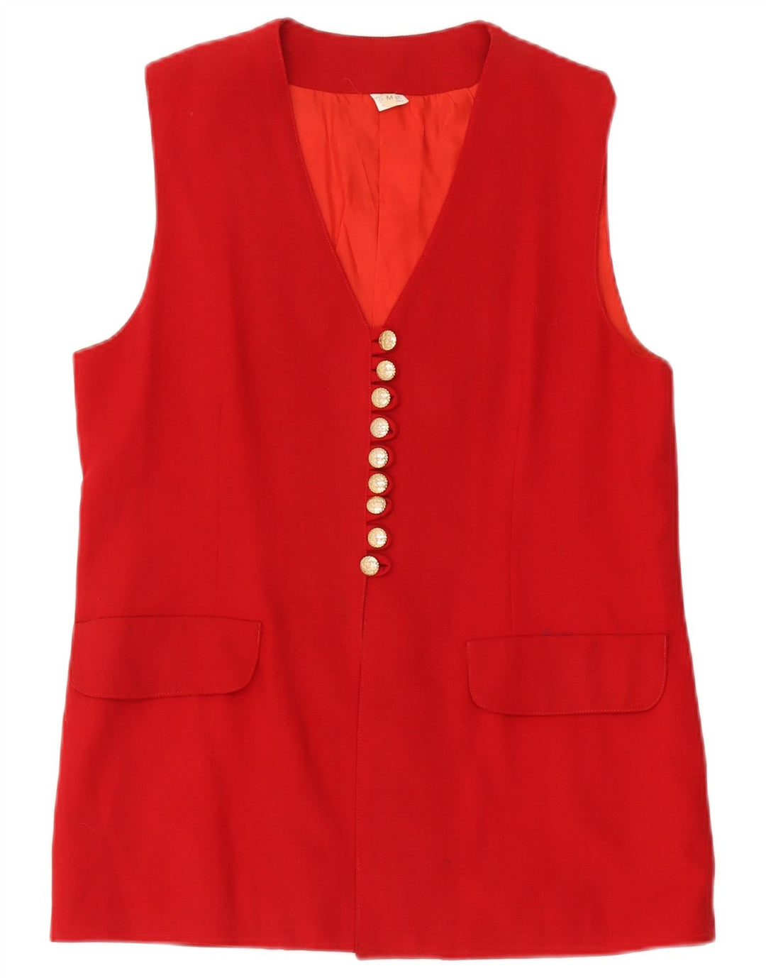 Vintage Dame Gilet UK 14 Medium Red Wool
