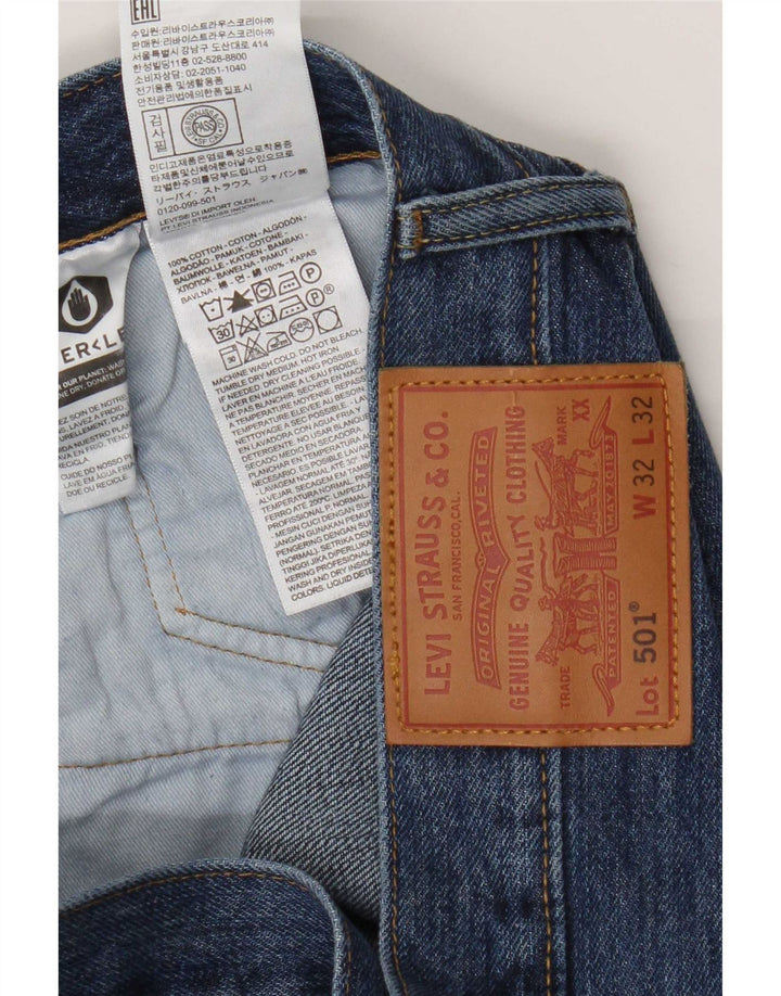 Levi's Herre 501 lige jeans W32 L32 blå bomuld