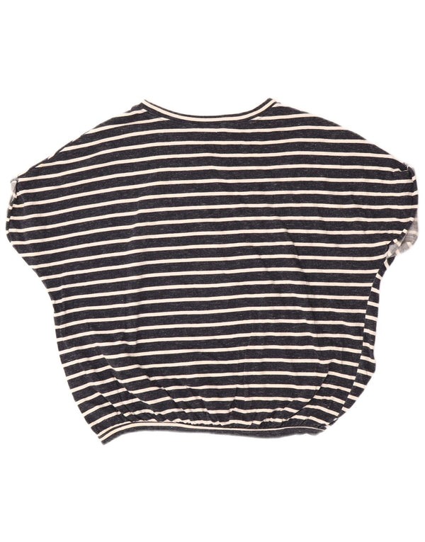 Zara Dame Oversized T-Shirt Top UK 10 Lille marineblå stribet bomuld