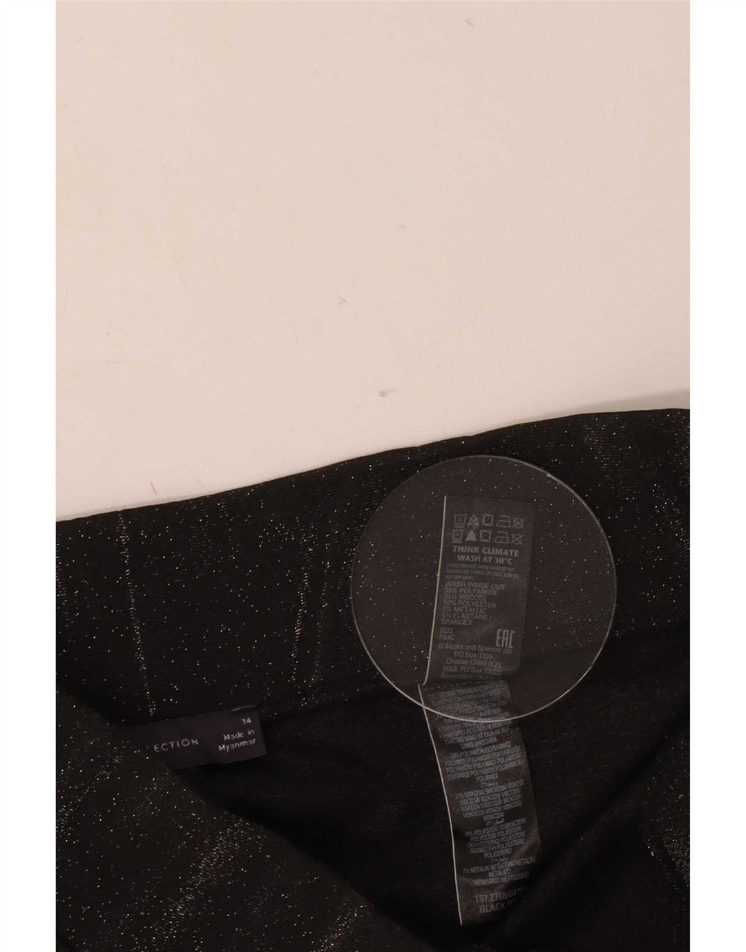 Marks & Spencer Womens Leggings UK 14 Medium Black Flecked Polyamide