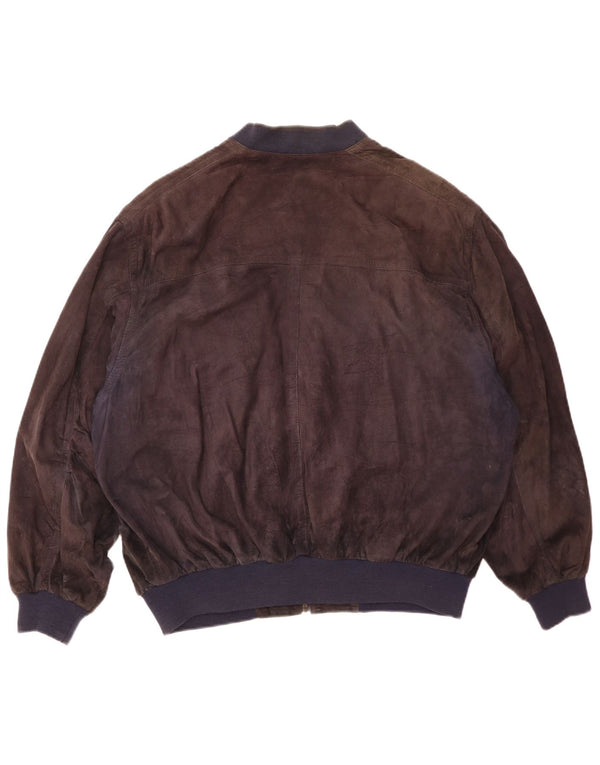 P&P People Herre Ruskind Bomber Jacket UK 40 Large Navy Blue Læder