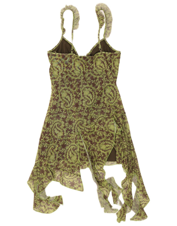 Urban Outfitters Womens Asymmetrical Dress UK 14 Large Green Paisley
