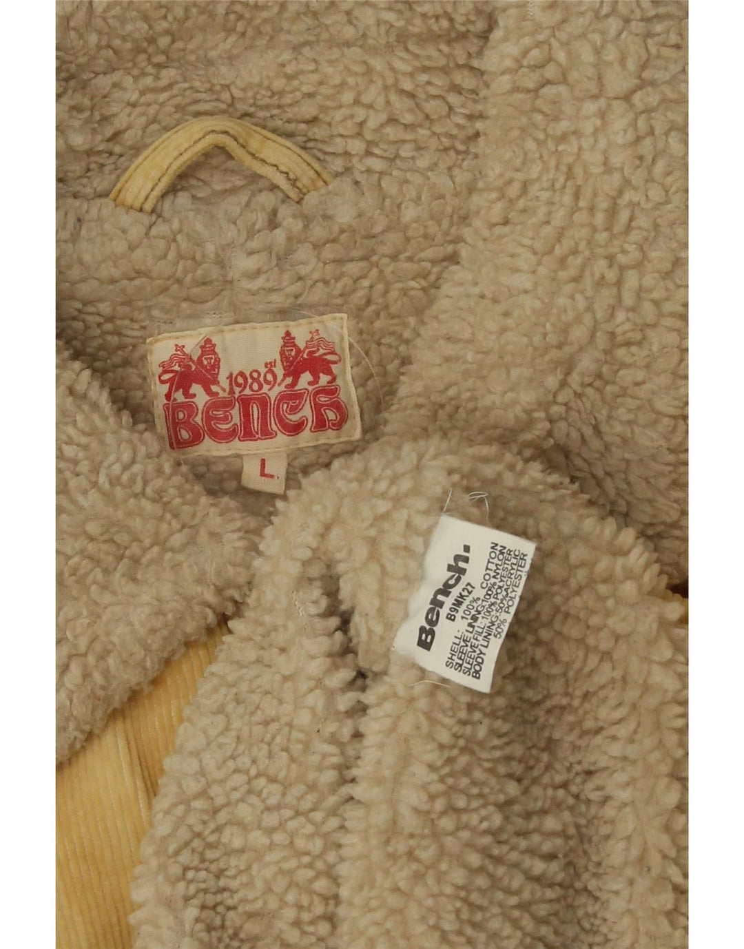 Bænk Herre Sherpa Corduroy Jacket UK 40 Stor Beige Bomuld