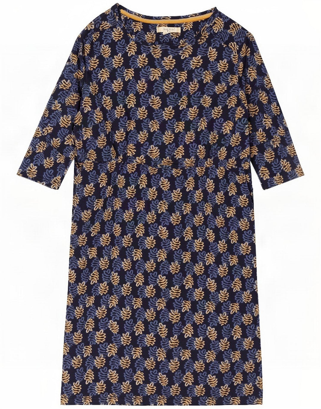 White Stuff Womens 3/4-ærmet Shift Dress UK 12 Medium Blue Floral Elastan