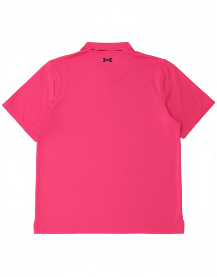 UNDER ARMOUR Mens Polo Shirt Large Pink Polyester