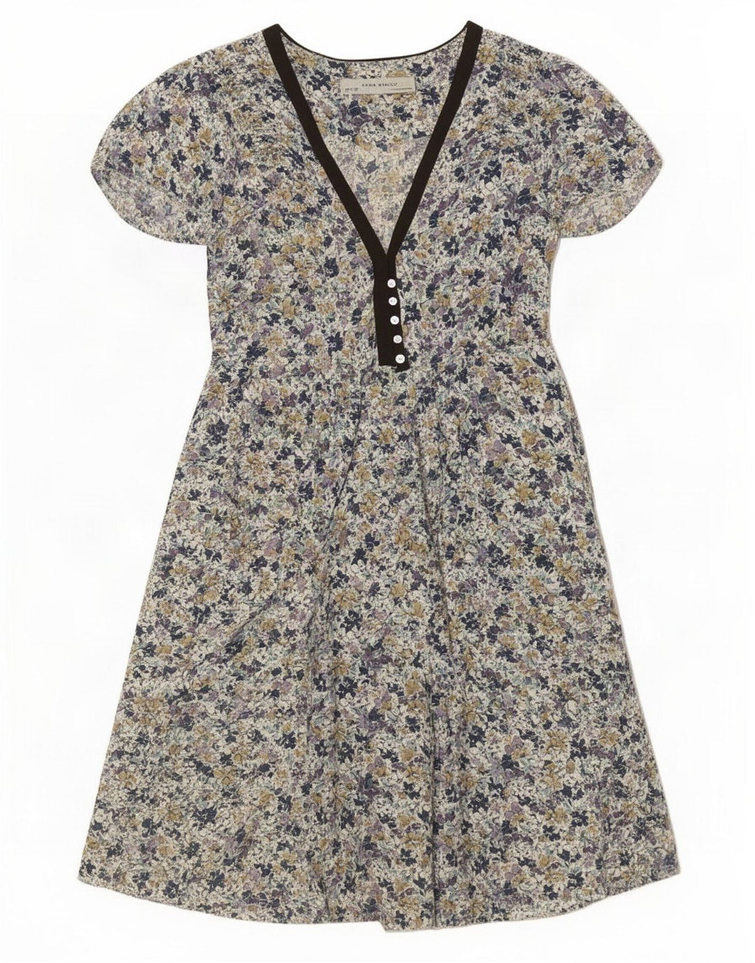Zara Dame A-Line Kjole UK 12 Medium Multicolored Floral