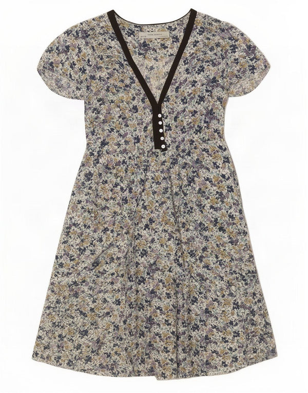 Zara Dame A-Line Kjole UK 12 Medium Multicolored Floral