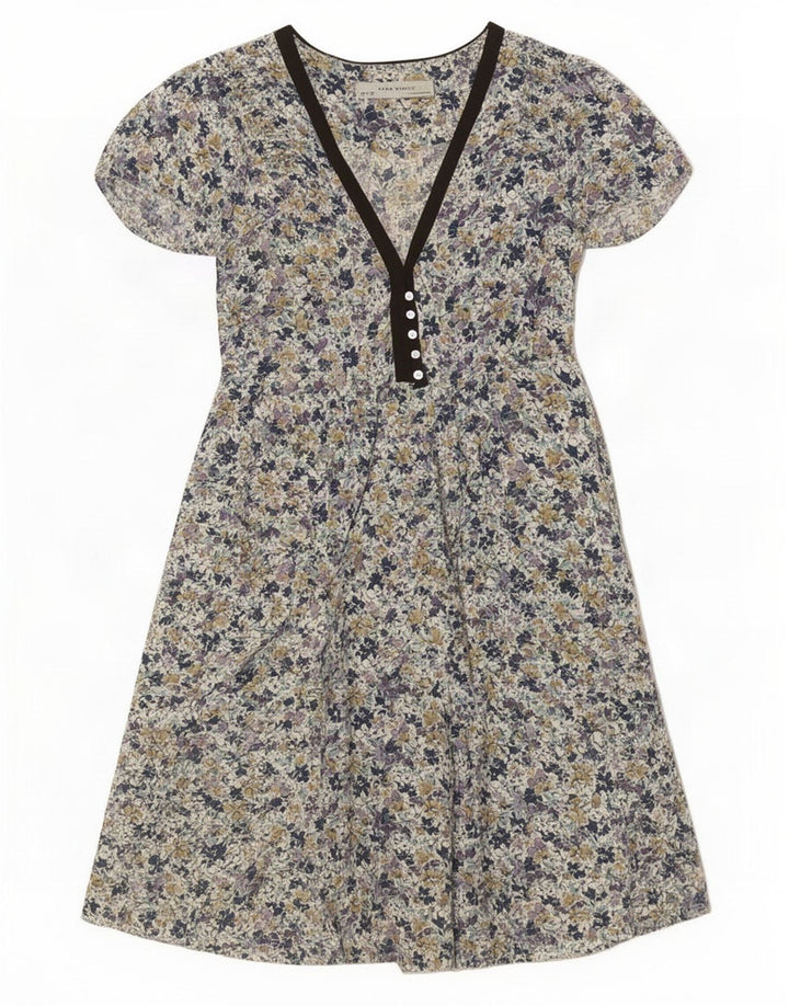 Zara Dame A-Line Kjole UK 12 Medium Multicolored Floral