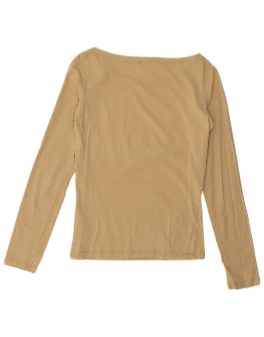 CALVIN KLEIN JEANS Dame Grafisk Top Langærmet UK 8 Lille Beige Bomuld