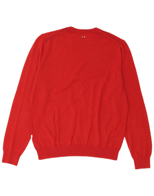 Napapijri Herre Crew Neck Jumper Sweater Medium Rød Merinould