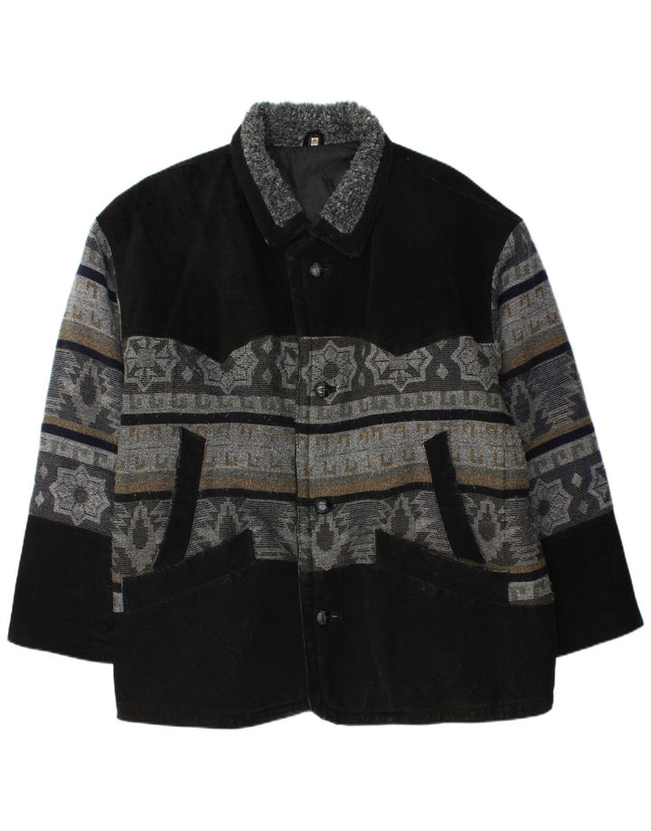 Vintage herre læderjakke UK 42 XL Black Fair Isle læder