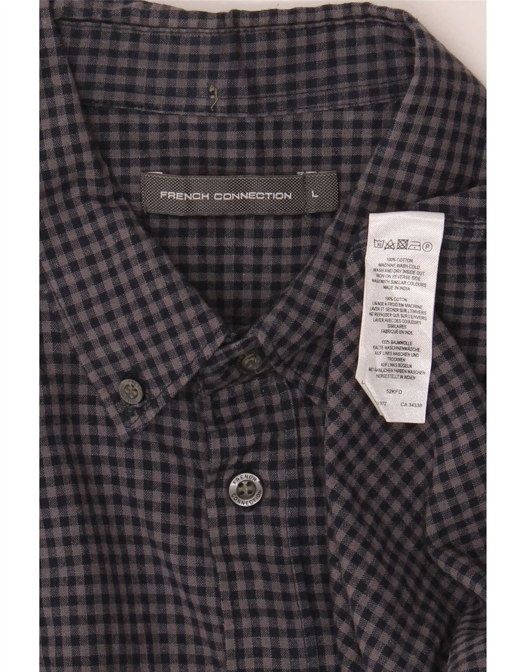 French Connection Herre flannelskjorte Stor marineblå Gingham bomuld