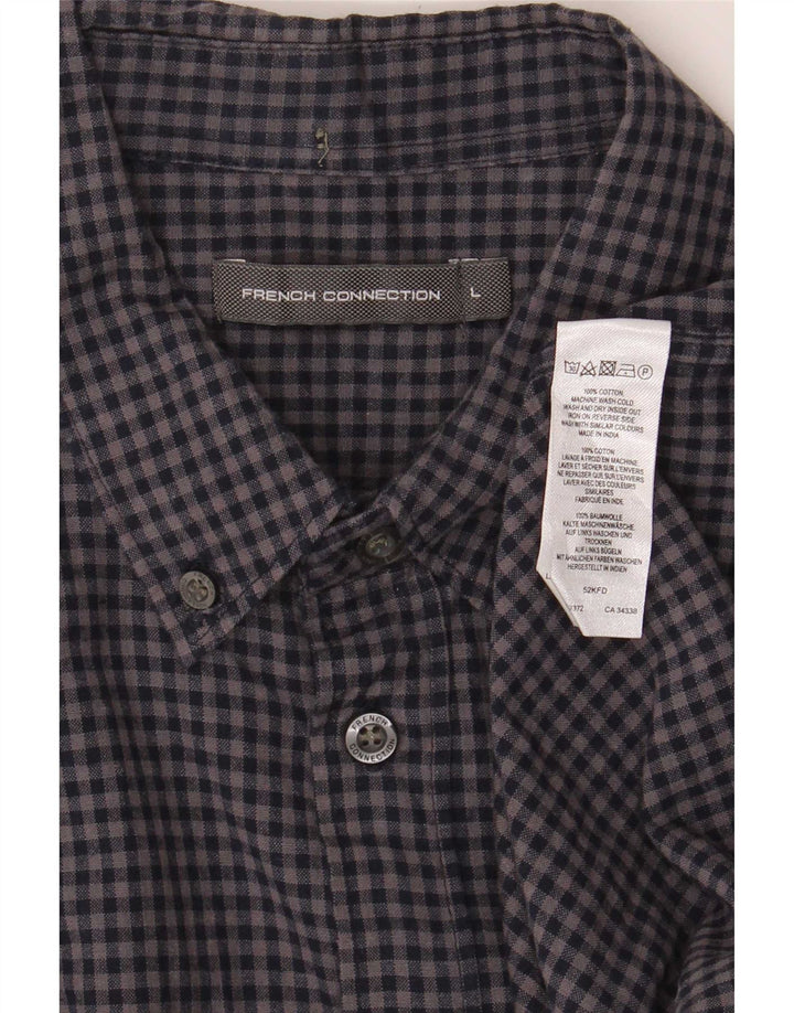 French Connection Herre flannelskjorte Stor marineblå Gingham bomuld