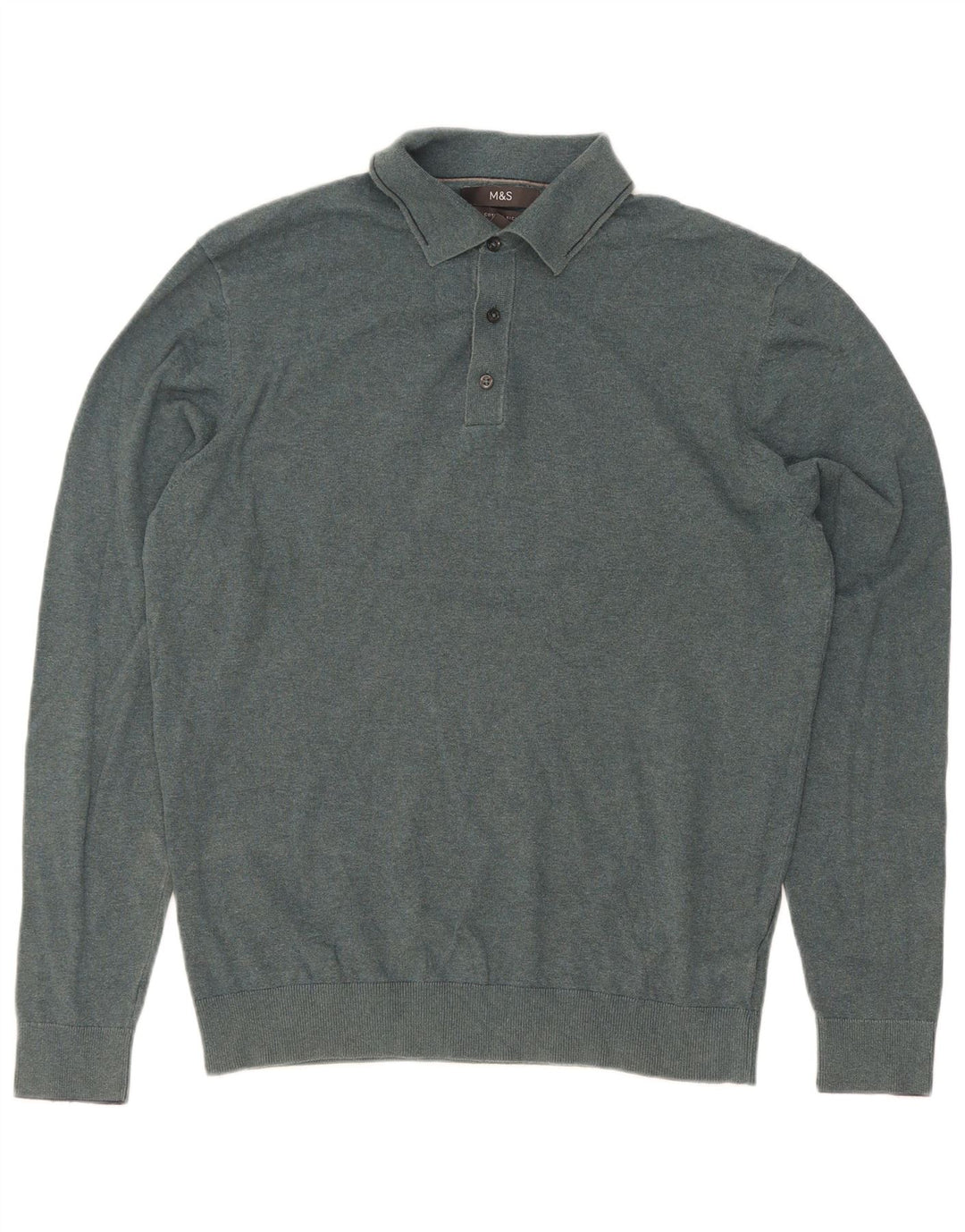 Marks & Spencer Herre Polo Neck Jumper Sweater Medium Grøn Bomuld