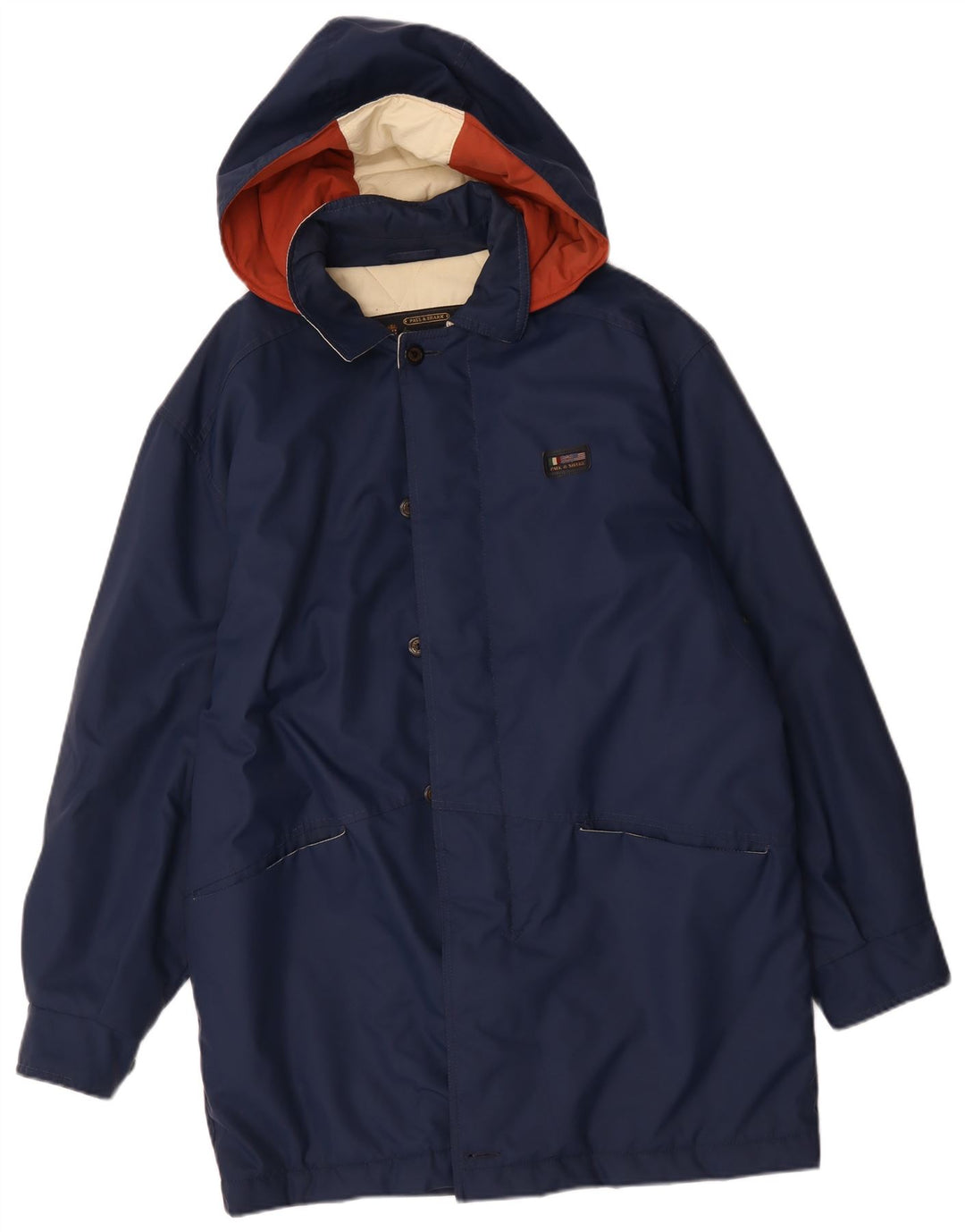 Paul & Shark Herre Hooded Windbreaker Coat UK 38 Medium Navy Blue Polyamide