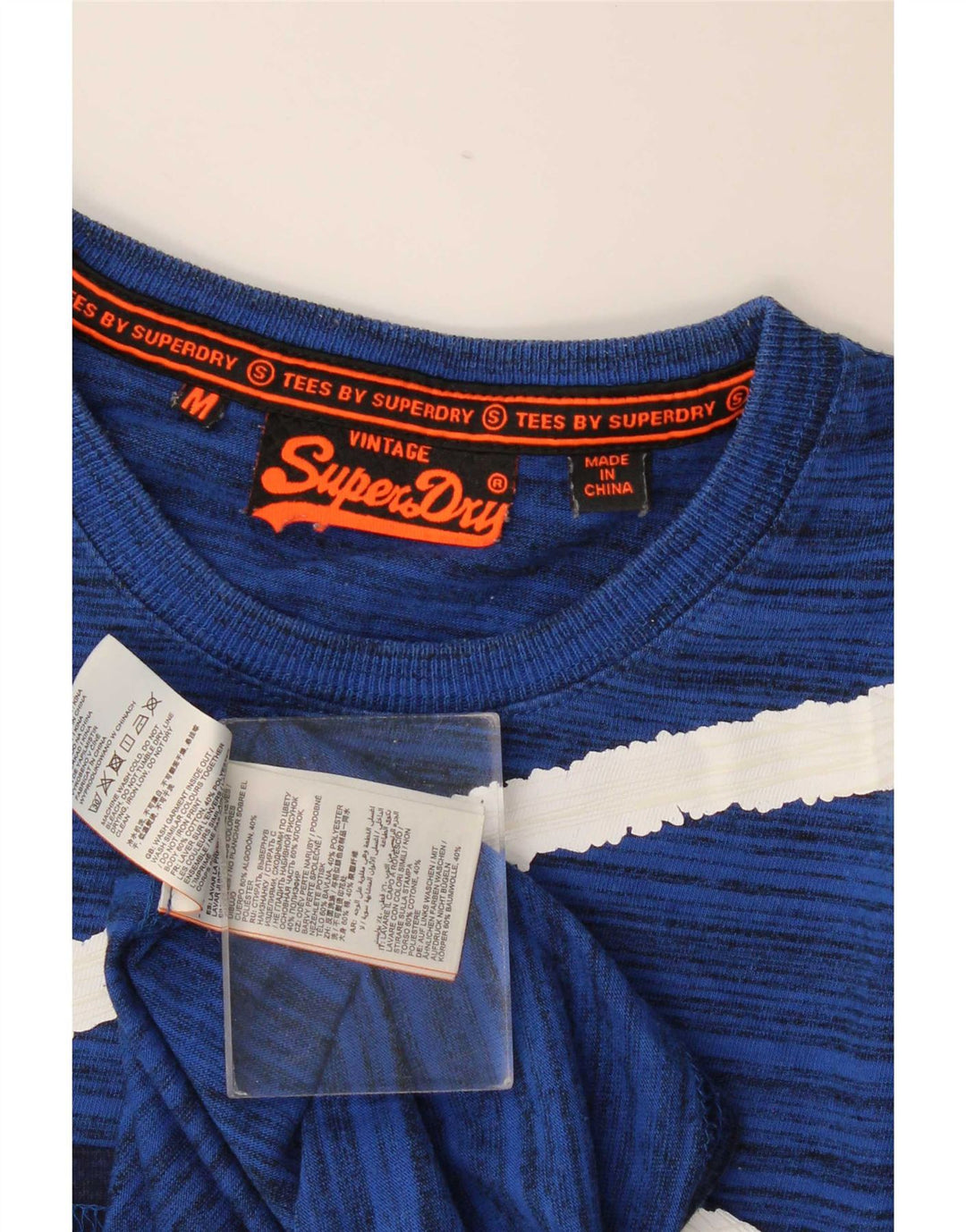 Superdry Herre almindelig grafisk T-shirt top mellemblå stribet bomuld