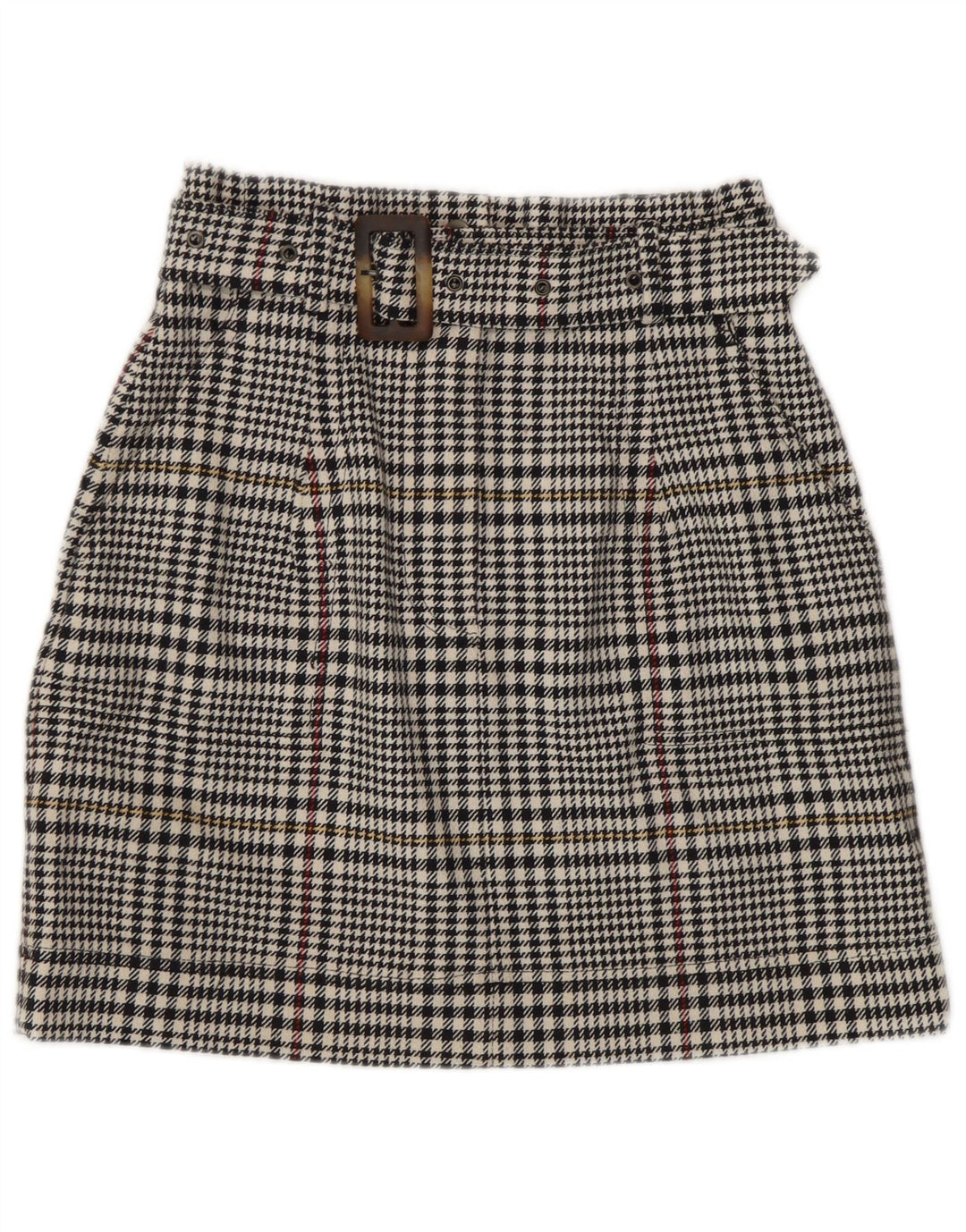 Marks & Spencer Dame Mini-nederdel UK 8 Small W26 Black Houndstooth Bomuld
