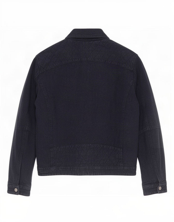 Zara Herre Biker Jacket UK 42 XL Navy Blue Polyester Modern