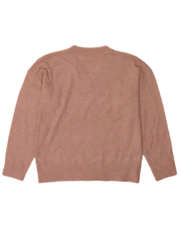 Marks & Spencer Dame V-hals sweater UK 14 Medium Pink Polyester
