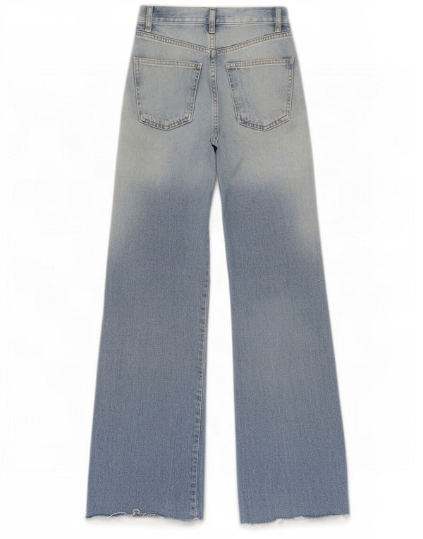 Zara Dame Jeans med høj talje og brede ben EU 32 2XS W22 L32 Blå