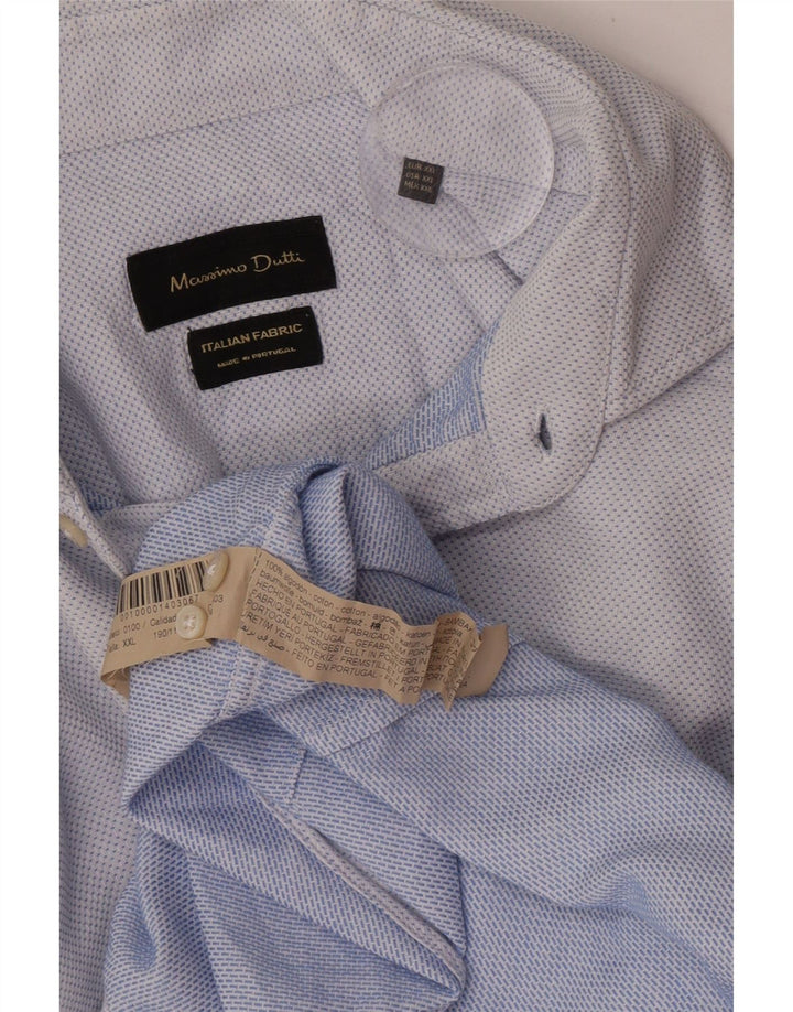 Massimo Dutti Herreskjorte 2XL Blå Plettet Bomuld