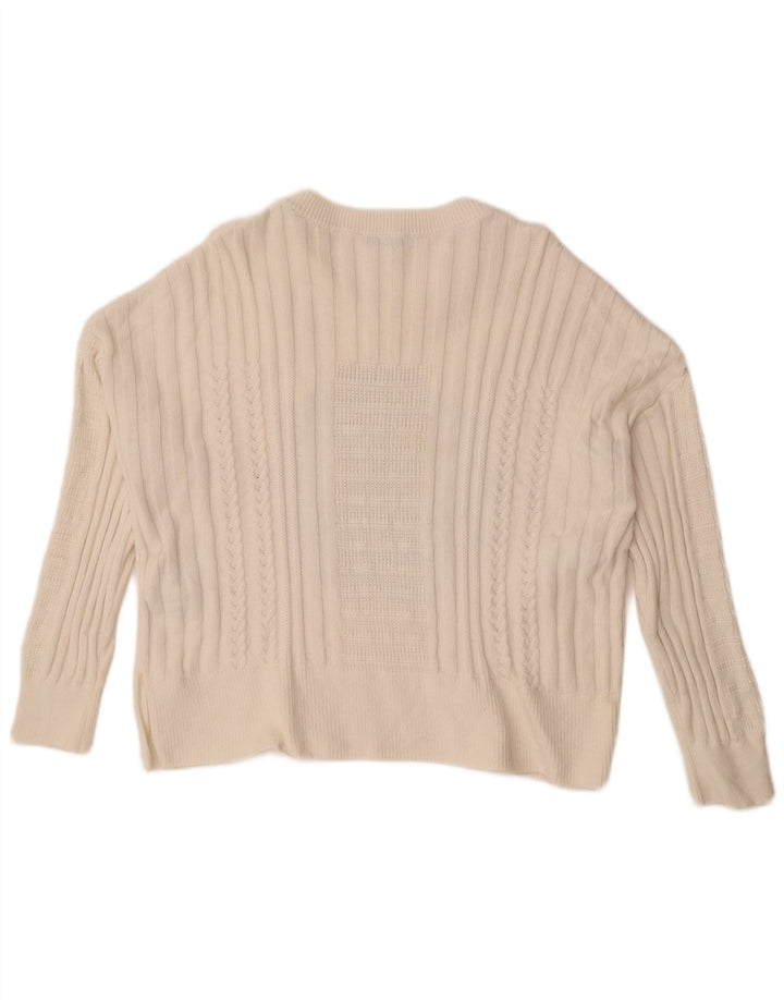 Tommy Hilfiger Dame Grafisk Crew Neck Jumper Sweater UK 14 Medium White