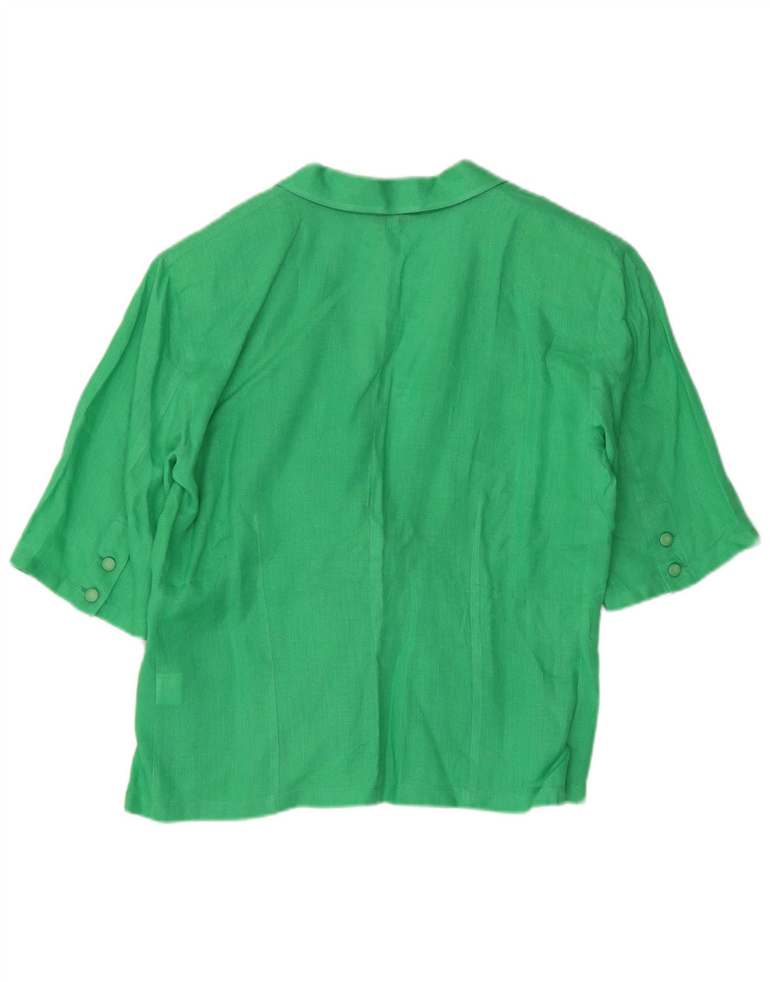 Vintage Dame Kortærmet 1 Knap Blazer Jakke IT 44 Medium Green Linen