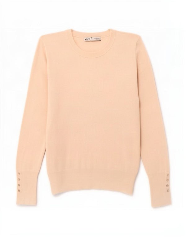 Zara Dame sweater med rund hals DK 10 Small Beige Viscose