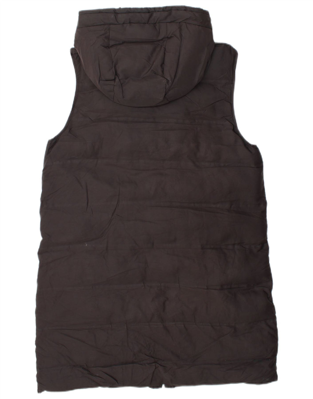 Zara Longline hættetrøje polstret Gilet UK 14 medium sort polyester