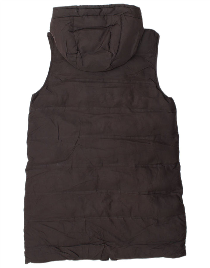 Zara Longline hættetrøje polstret Gilet UK 14 medium sort polyester