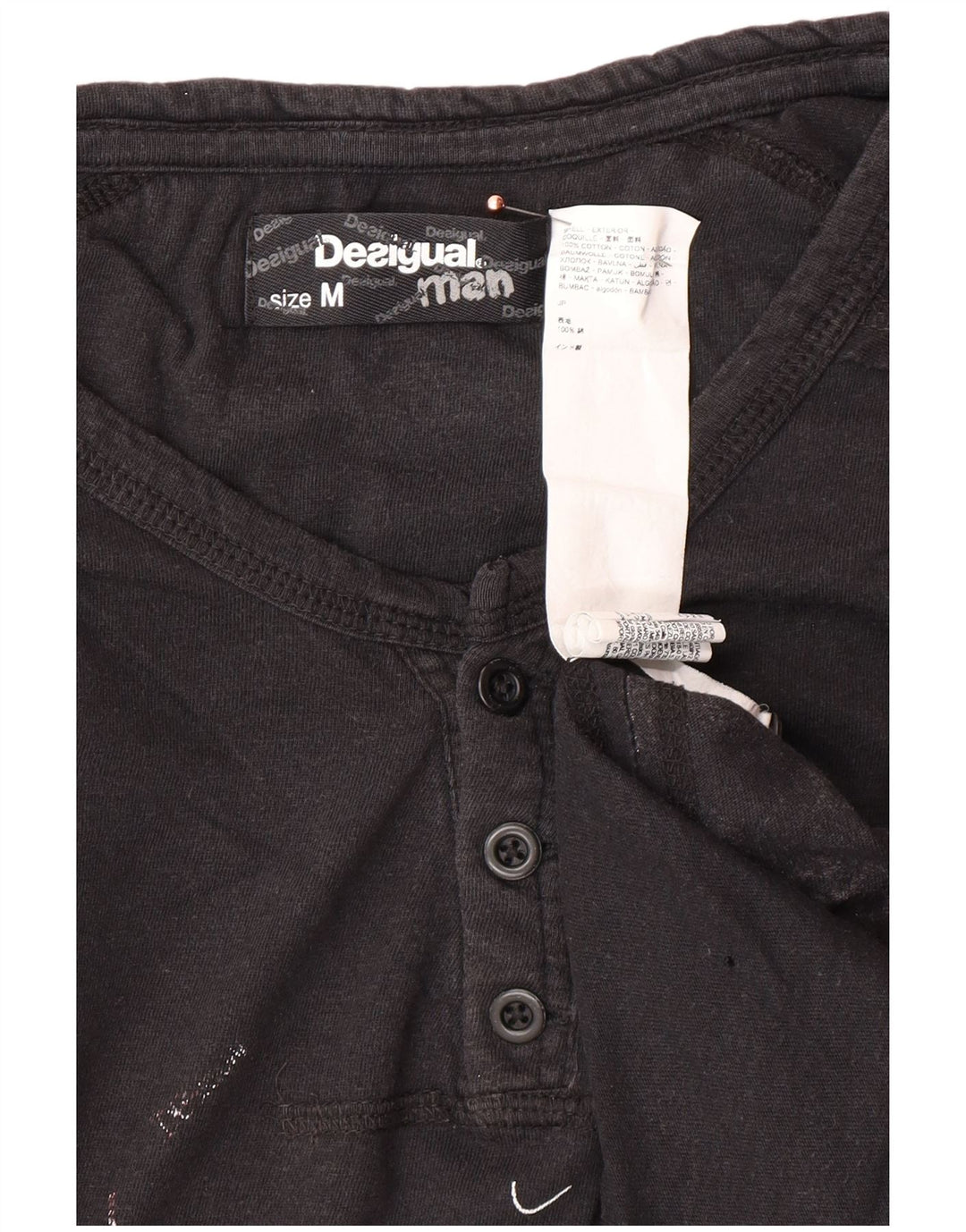 DESIGUAL Herre grafisk T-shirt Top Medium Sort Bomuld
