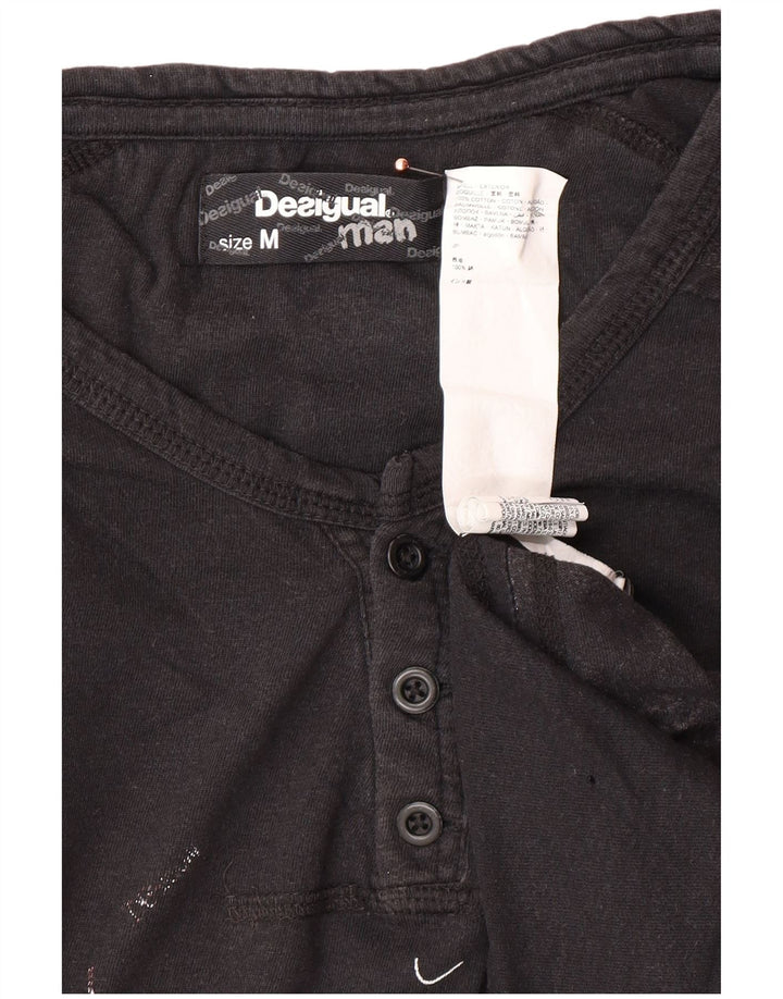 DESIGUAL Herre grafisk T-shirt Top Medium Sort Bomuld