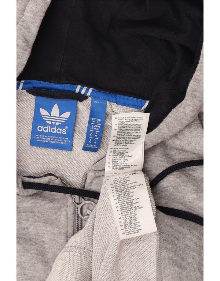 Adidas Herre grafisk hættetrøje med lynlås, mellemgrå flækket bomuld