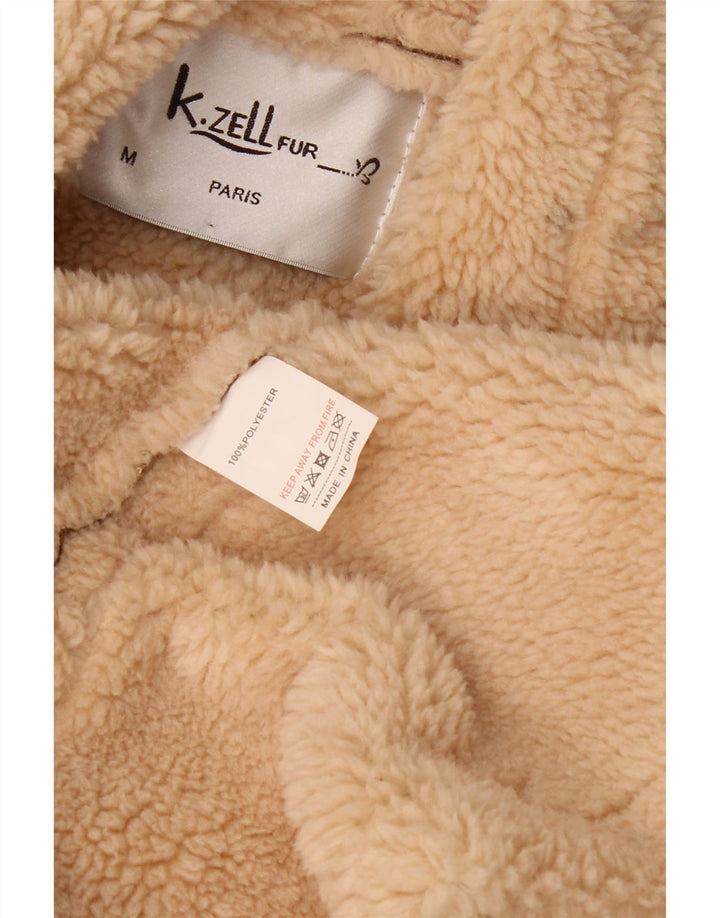 K. ZELL Dame Loose Fit Sherpa Overfrakke UK 14 Medium Brun Geometrisk