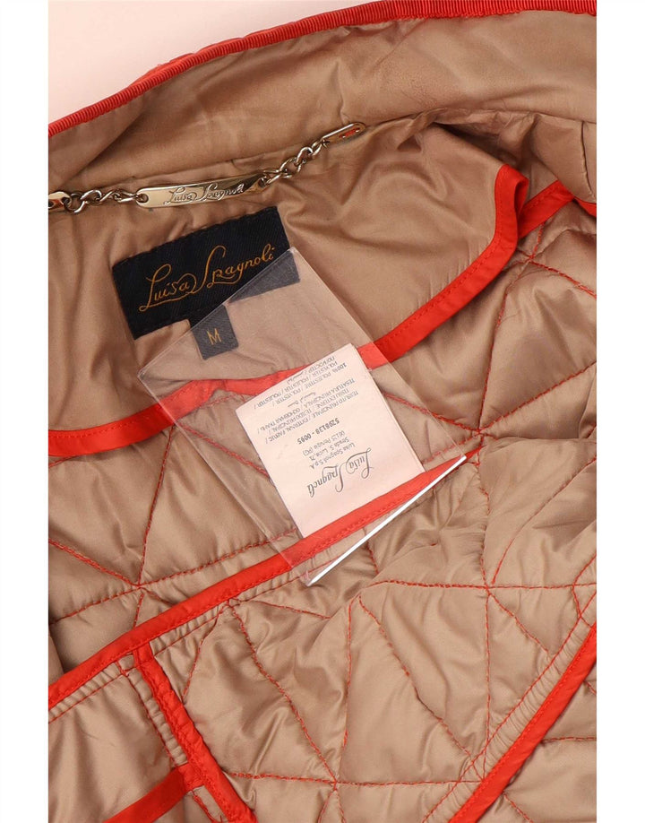 Luisa Spagnoli Dame Polstret Jakke UK 14 Medium Rød Polyester