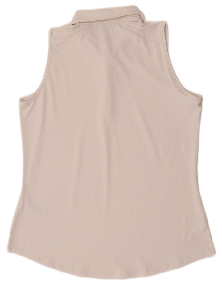 Adidas ærmeløs poloshirt til kvinder UK 16/18 Stor hvid polyester