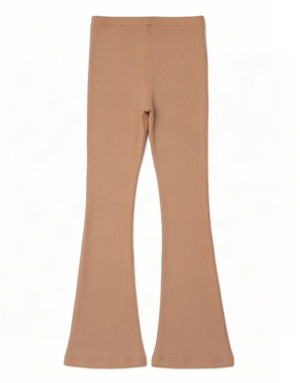 Zara Dame Strik Flare Casual Bukser Medium W28 L31 Beige Polyester