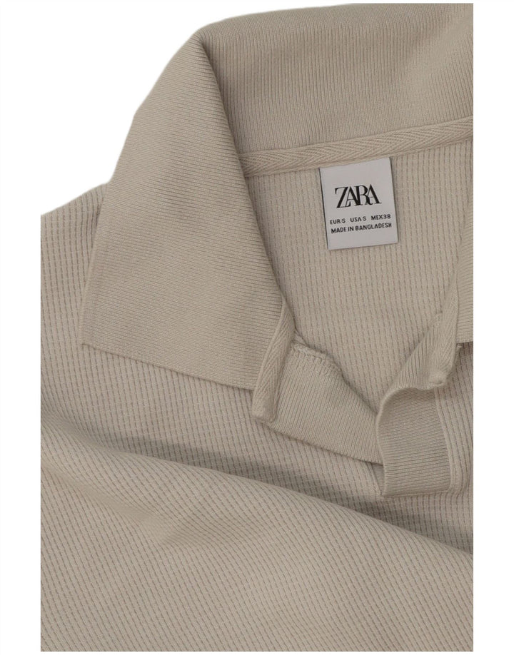 ZARA Herre polo-hals sweater lille grå bomuld