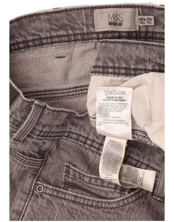 Marks & Spencer Herre Regular Fit Straight Jeans W42 L31 Grå Bomuld