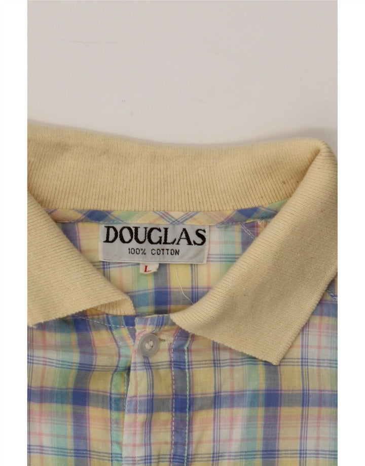 DOUGLAS Mens Short Sleeve Pullover Shirt Large Multicoloured Check Cotton Vintage Douglas and Second-Hand Douglas from Messina Hembry 