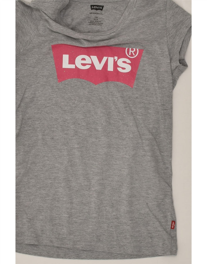 LEVI'S Girls Graphic T-Shirt Top 9-10 Years Grey Cotton | Vintage Levi's | Thrift | Second-Hand Levi's | Used Clothing | Messina Hembry 