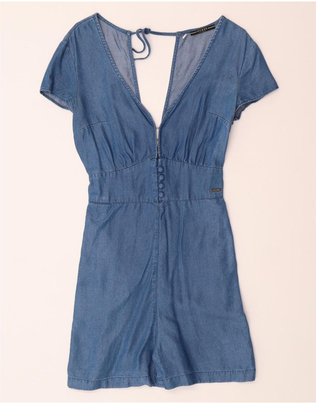 GUESS Womens Denim Playsuit UK 4 XS  Blue Lyocell Vintage Guess and Second-Hand Guess from Messina Hembry 