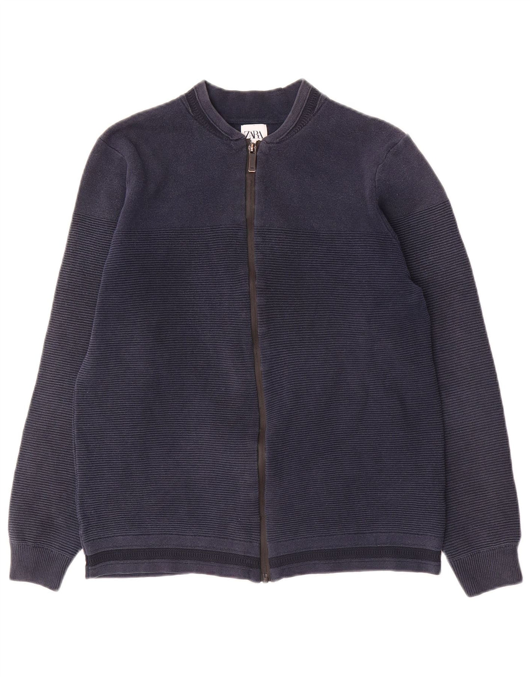 Zara herre cardigan sweater Medium marineblå nålestribet